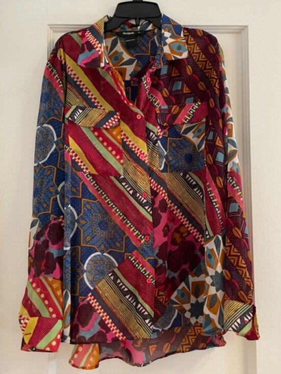 Desigual Tops - DESIGUAL Desigual semi sheer tapestry shirt XL